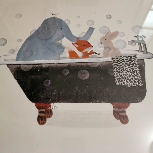 Other - New Framed Animals in Bubble Bath Print